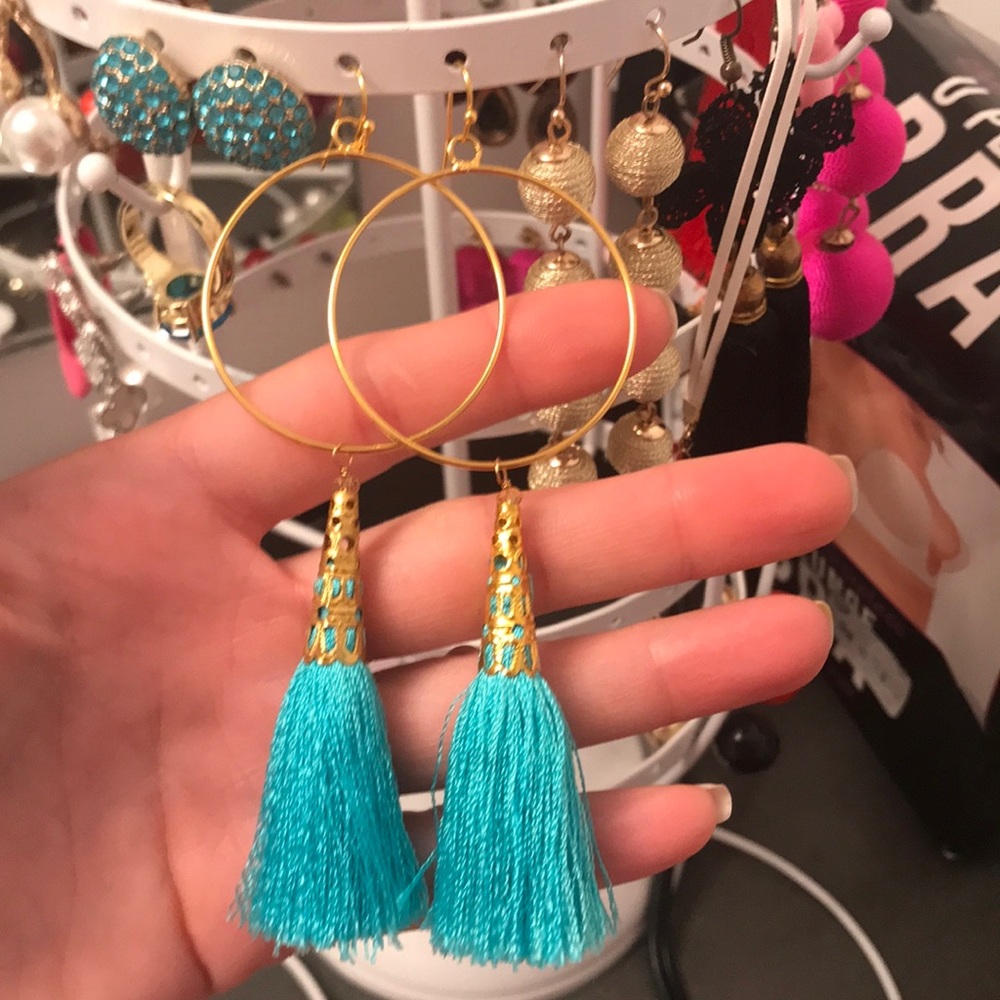 Teal golden earnings sky blue